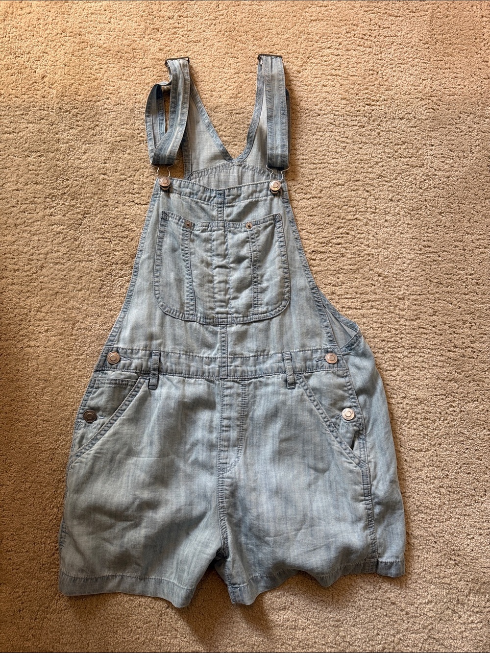 TNA Light Blue Denim Short Overalls